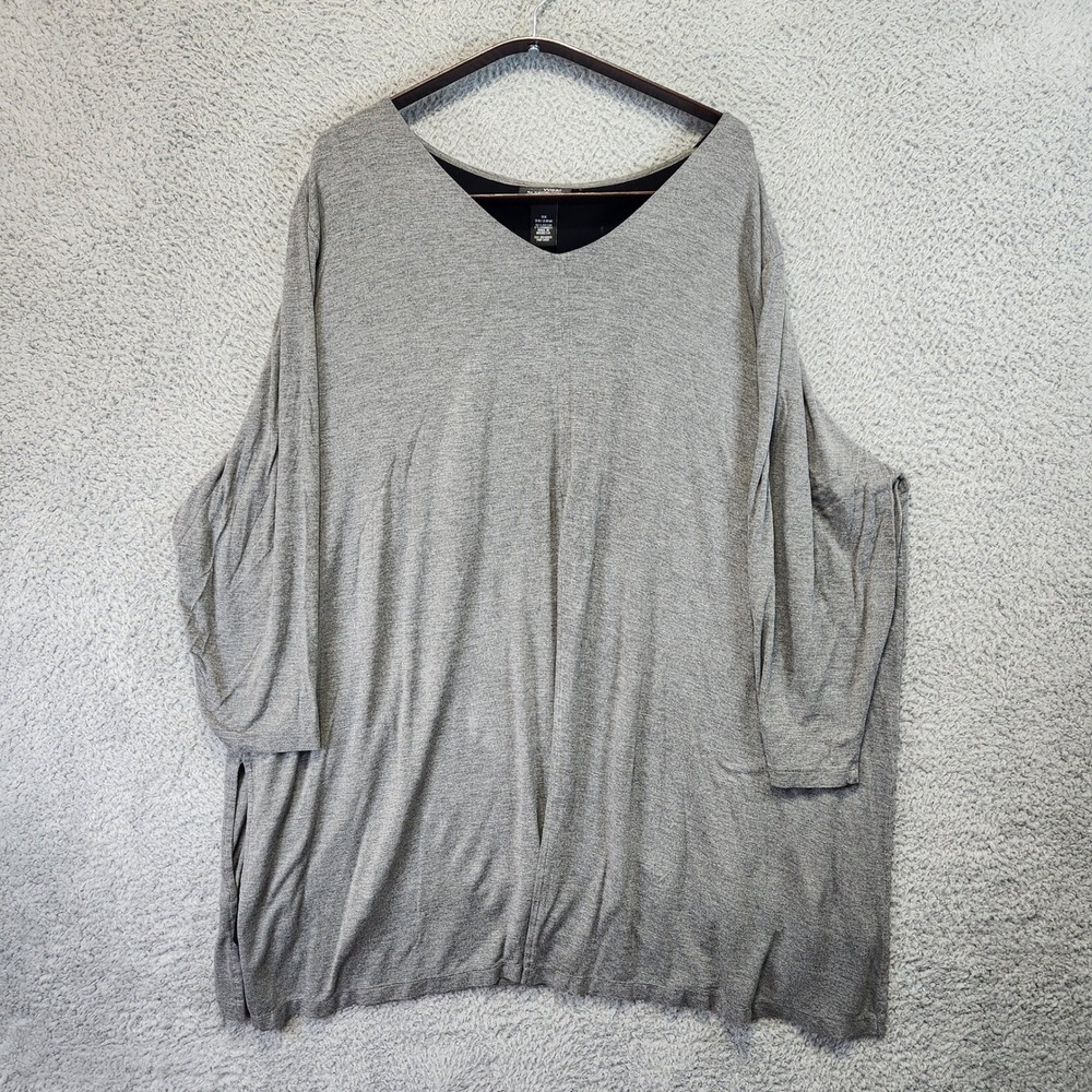 AnyWear by Catherines Top Womens 3X 26/28W Gray Layered 3/4 Sleeve‎ Comfort